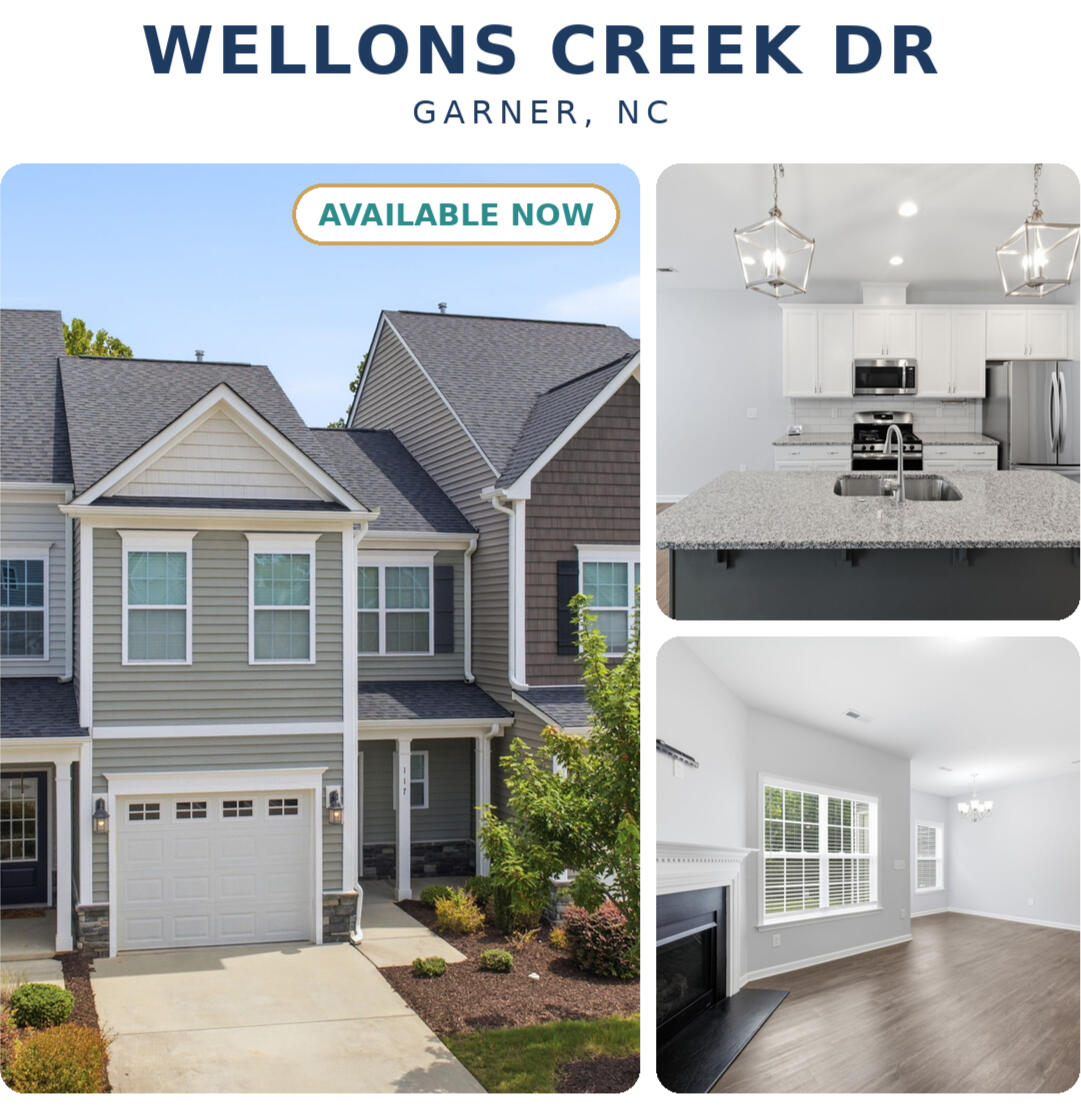 117 Wellons Creek Drive, Garner NC – available now, unfurnished 12-month lease